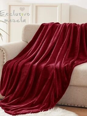 Large Velvet Throw Blanket - Deep Red